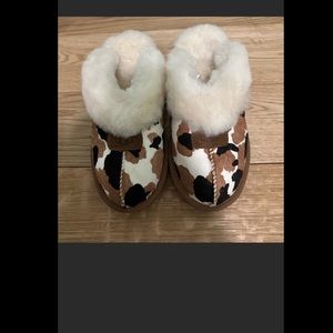 Womens Ugg coquette cow print chestnut slippers